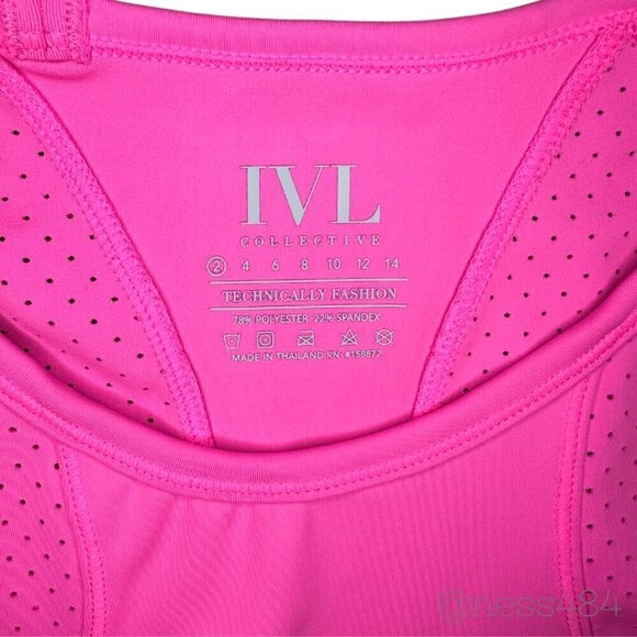 IVL Collective Long Sleeve Perforated Crop Top in Hot Pink 2 - Picture 3 of 5